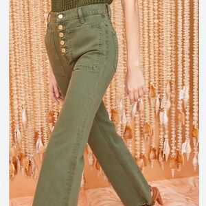 Ulla Johnson Lou Button Front Flare Jean Juniper Wash